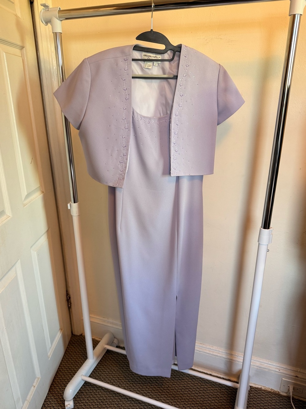 Adrianna Papell Lavender Midi Dress with Matching Bolero